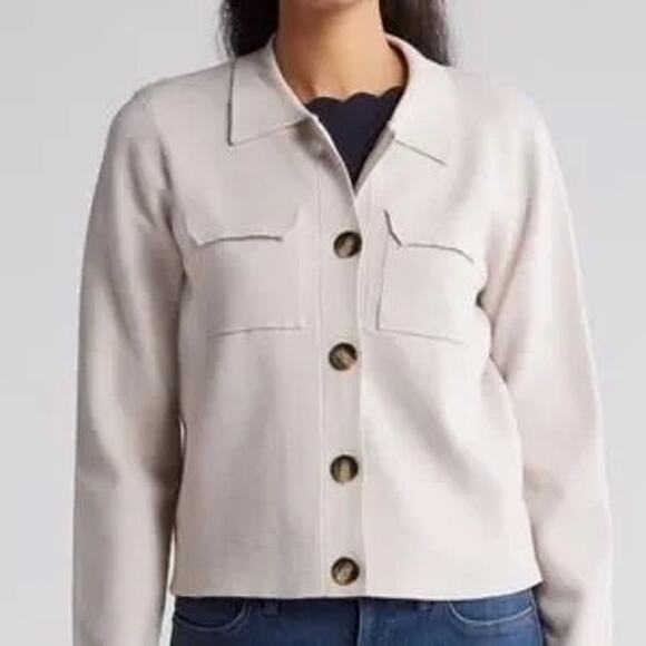 NWT T Tahari Collar Button Front Cardigan- Size M - Picture 1 of 5